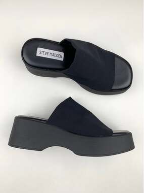 Steve Madden Slinky30 Sandals Black Platform Stretchy Fabric 90s Y2K Women's 7